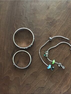 Kate spade Silver Bangle Bracelet and multi color, 2 pandora with charms
